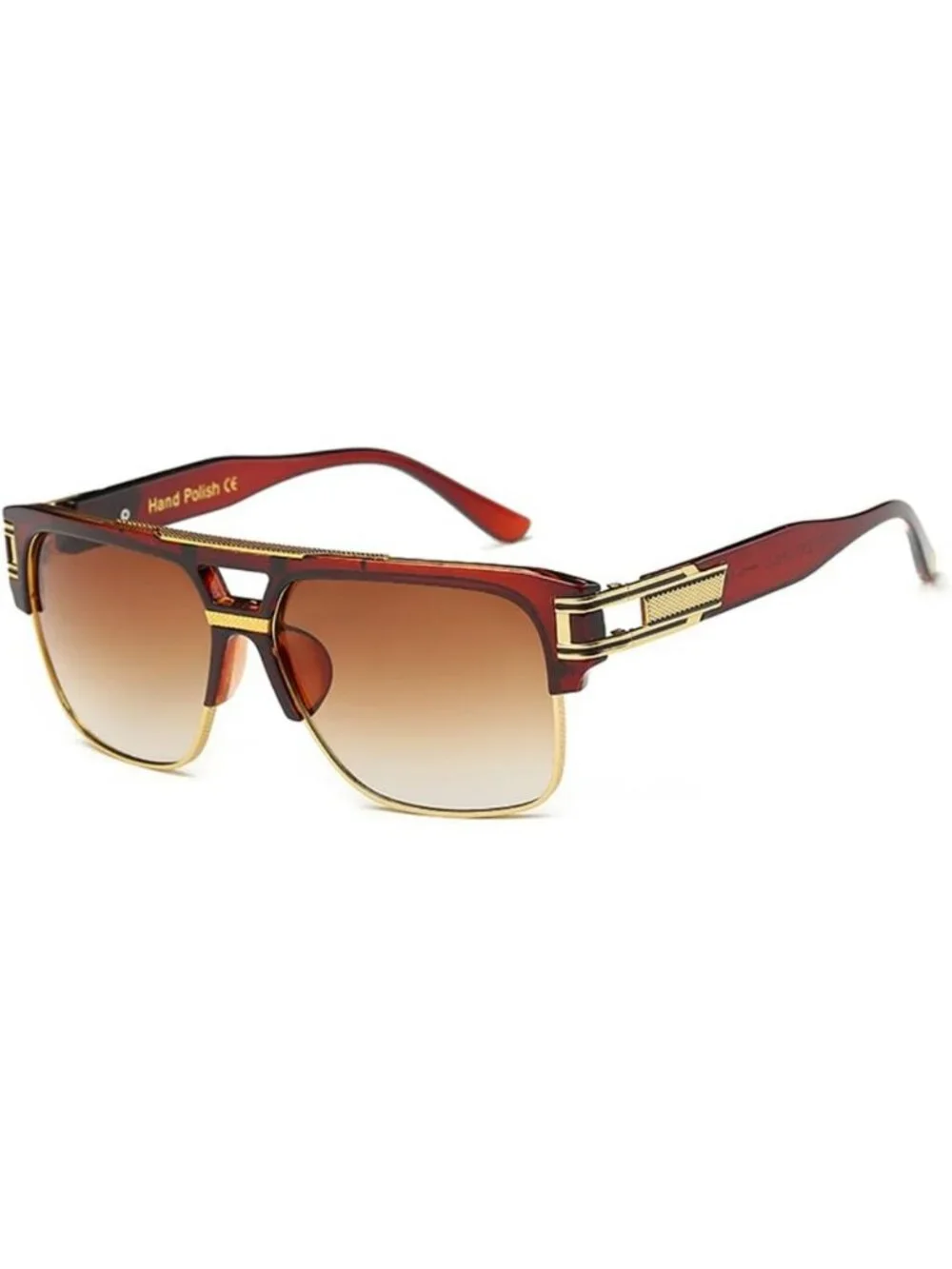 Trendy 70s Retro Square Sunglasses for Men & Women - Gold Metal Sun Glasses